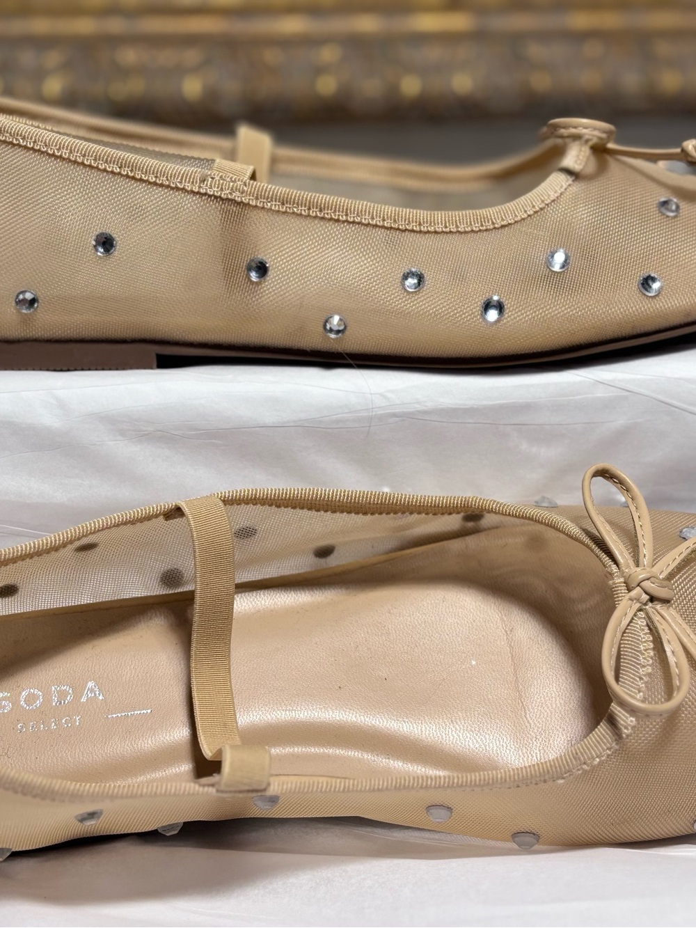 Nude ballet flats with gemstones - Picture 5 of 5
